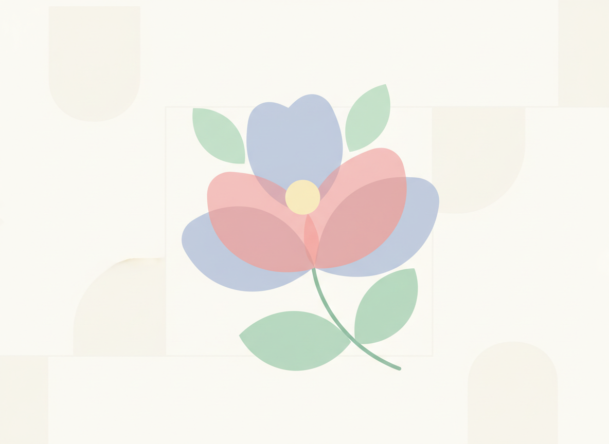 부드러운 파스텔 톤의 피어나는 꽃을 묘사한 미니멀리스트 벡터 일러스트.