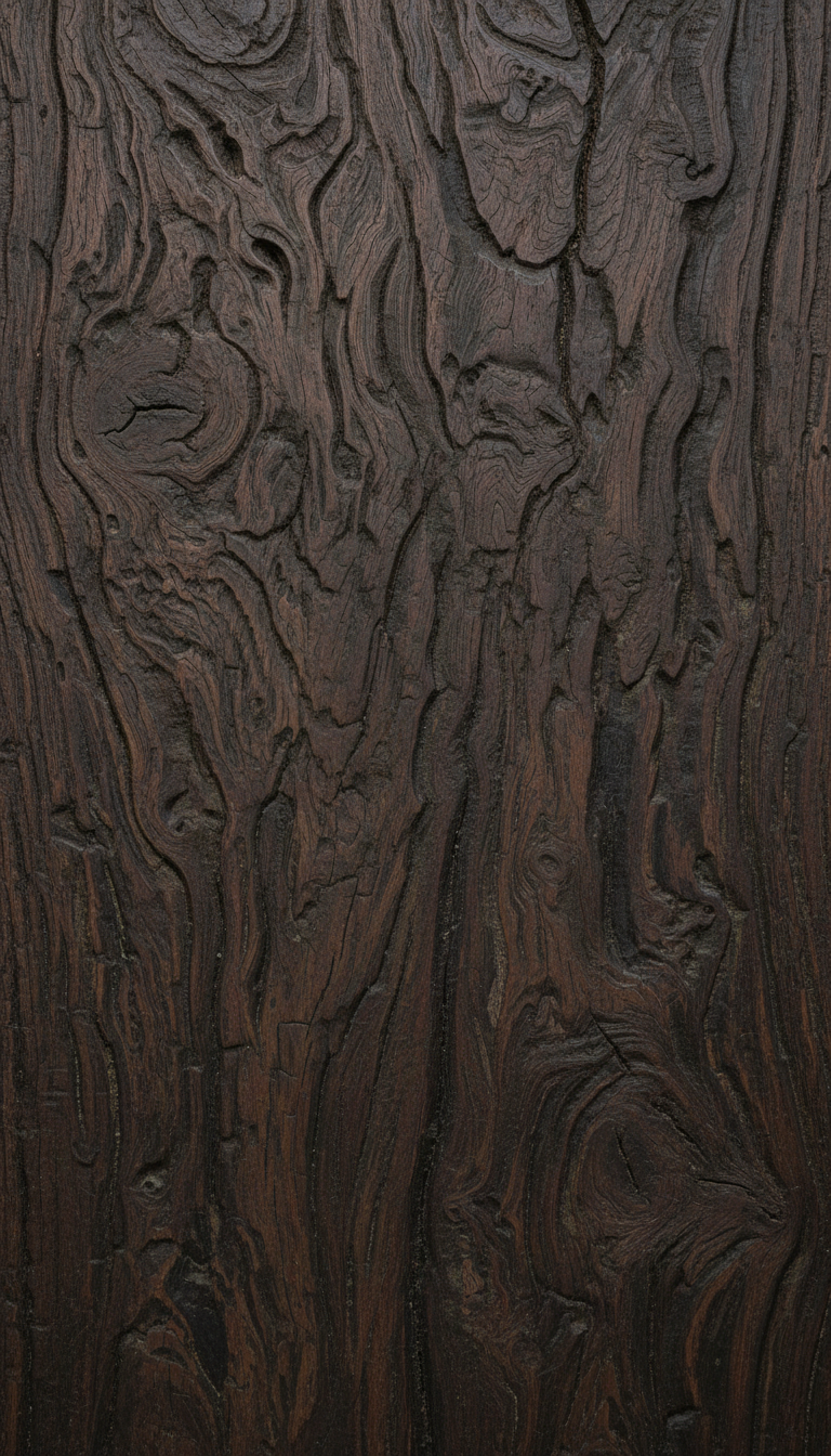 정교한 어두운 나뭇결 패턴의 클로즈업, 소박한 질감.