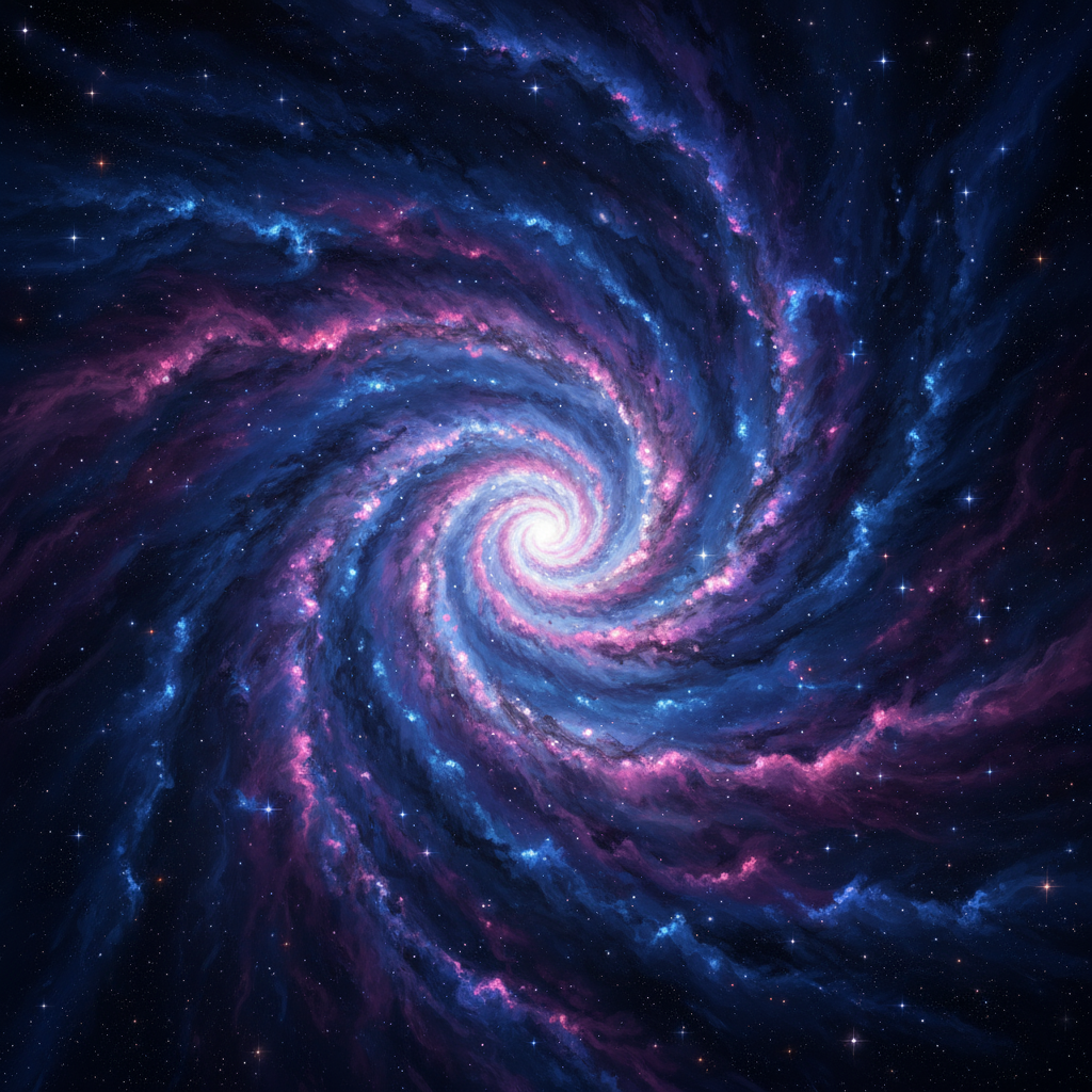 다채로운 성운과 별들이 빛나는 웅장한 은하계, 우주 바탕화면.