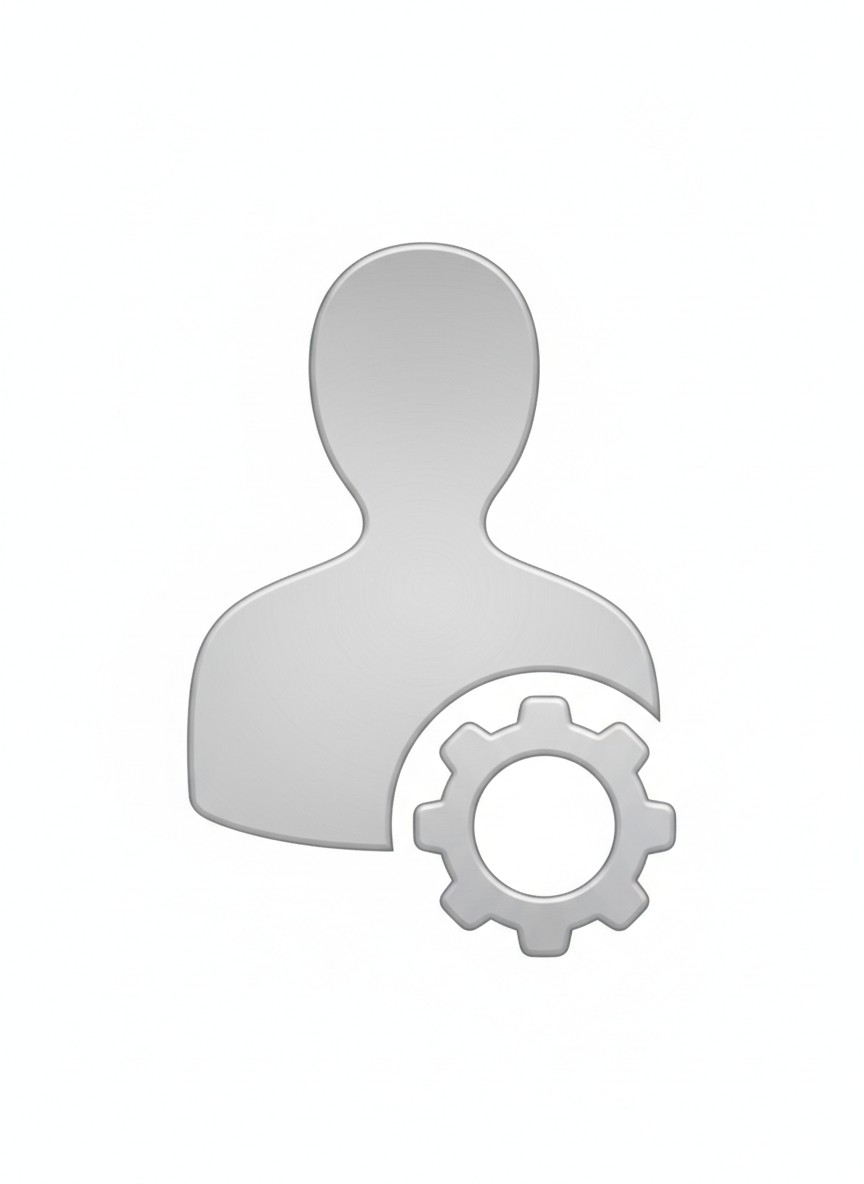 톱니바퀴 기호와 통합된 사람 아이콘으로 사용자 설정을 나타냄.