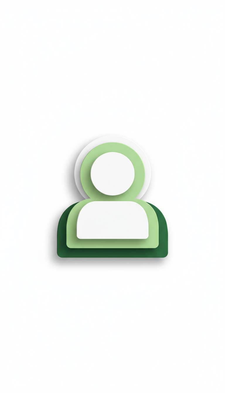 레이어 그림자와 초록색 및 흰색 색상의 머티리얼 디자인 사람 아이콘.