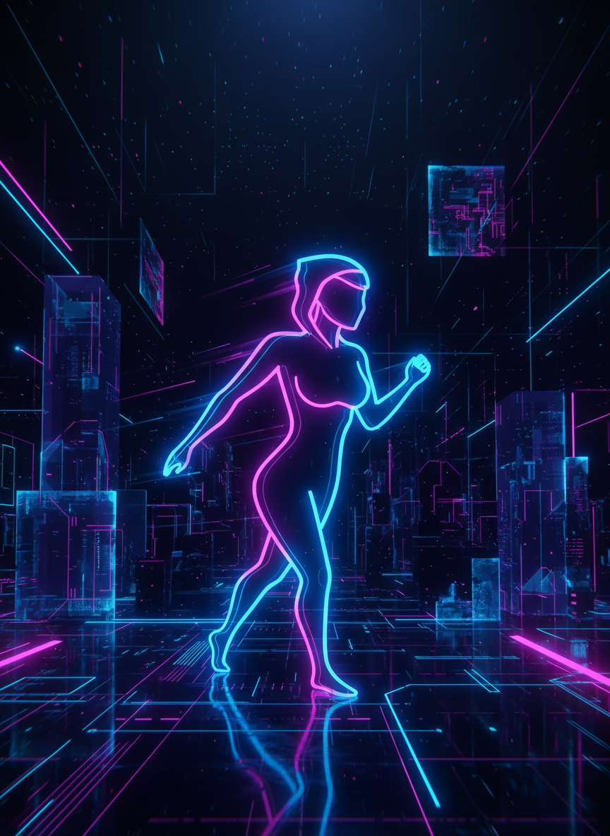 네온 빛깔 사람 아이콘.