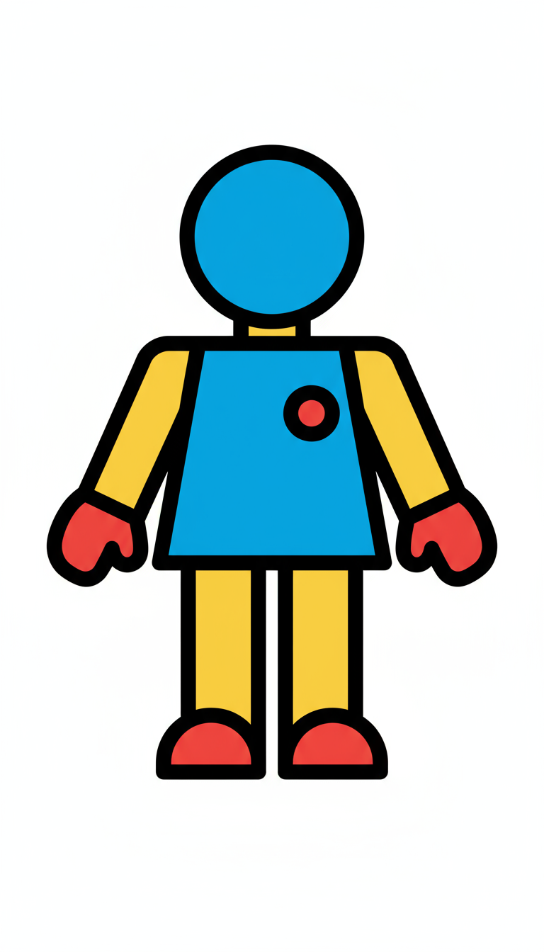 두꺼운 선과 원색을 사용한 대담하고 굵직한 사람 아이콘.