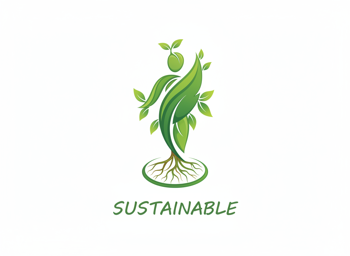 잎사귀 모티프가 통합된 친환경 사람 아이콘, 녹색 유기농 스타일.