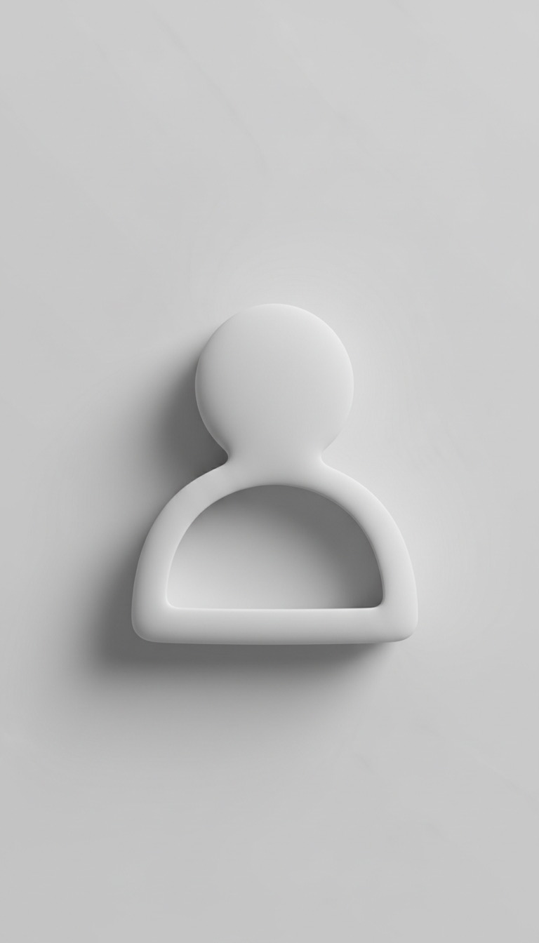 부드럽게 돌출된 효과와 은은한 그림자가 있는 뉴모피즘 스타일 사람 아이콘, 밝은 회색 팔레트.