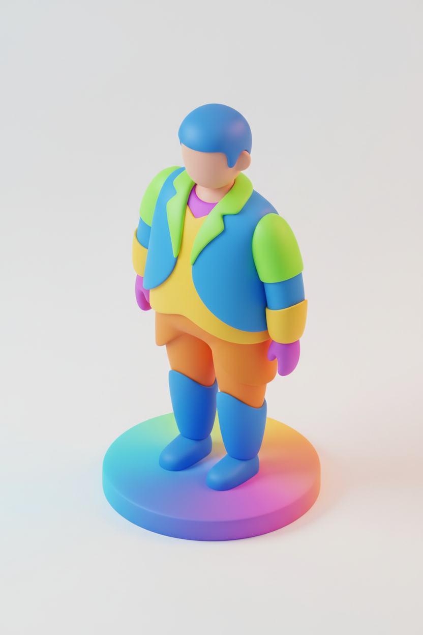 생동감 있는 색상과 부드러운 그림자를 가진 3D 아이소메트릭 전신 사람 아이콘.