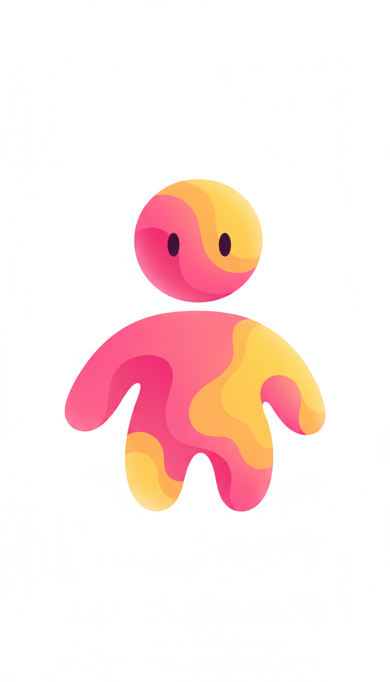 생동감 있는 분홍색과 노란색의 유기적인 블롭 스타일 사람 아이콘.