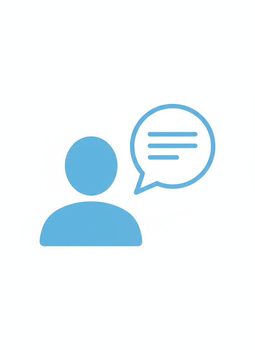 말풍선이 있는 사람 아이콘, 의사소통 컨셉, 연한 파란색.