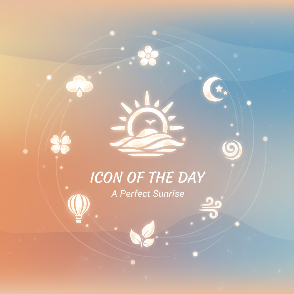 매일 하나의 아이콘을 선보이는 동적인 웹사이트 배너입니다.