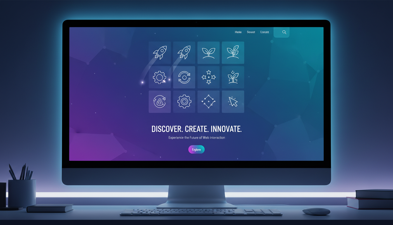 부드러운 전환과 함께 미묘하게 움직이는 벡터 아이콘을 특징으로 하는 역동적인 웹사이트.