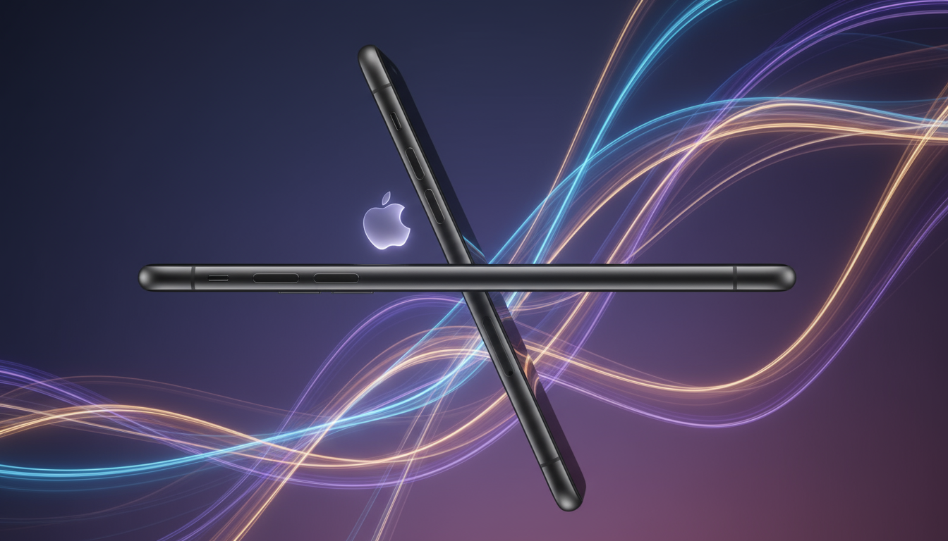 추상적인 배경을 가진 초슬림 아이폰 목업 측면 프로필