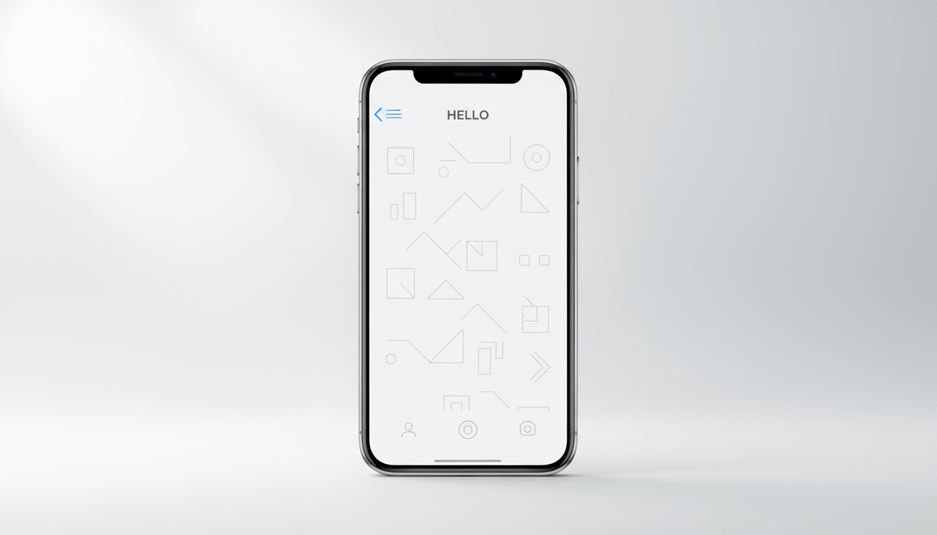 깔끔한 그라데이션 배경 위에 최소주의 사용자 인터페이스를 보여주는 깨끗한 아이폰 목업.