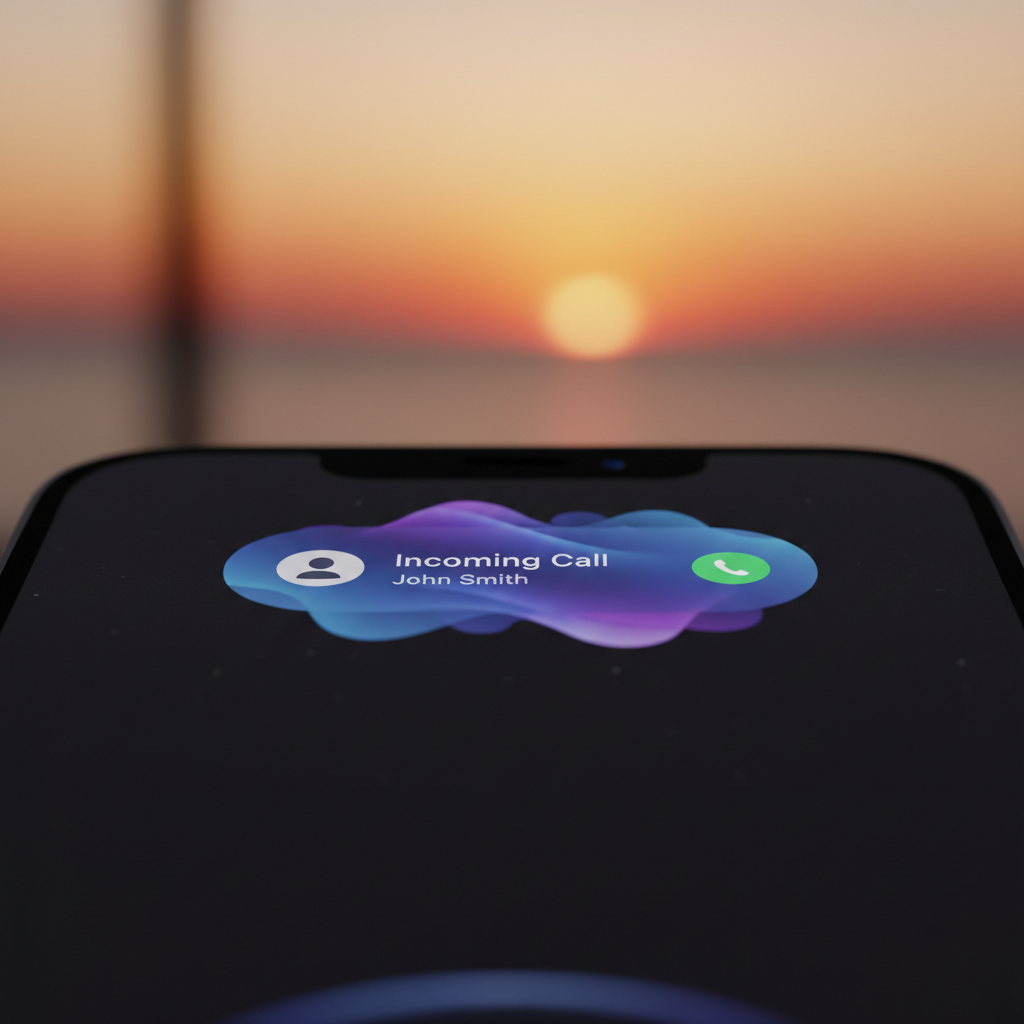 활성 알림이 표시된 아이폰 목업 다이내믹 아일랜드 클로즈업