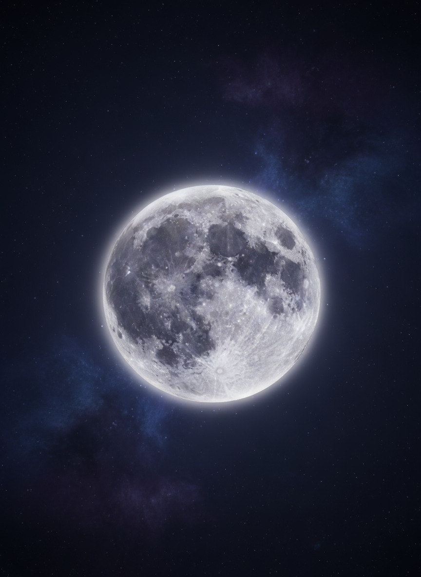 짙은 남색 밤하늘의 초고화질 슈퍼문, 경이로운 천체 아이폰 배경화면입니다.