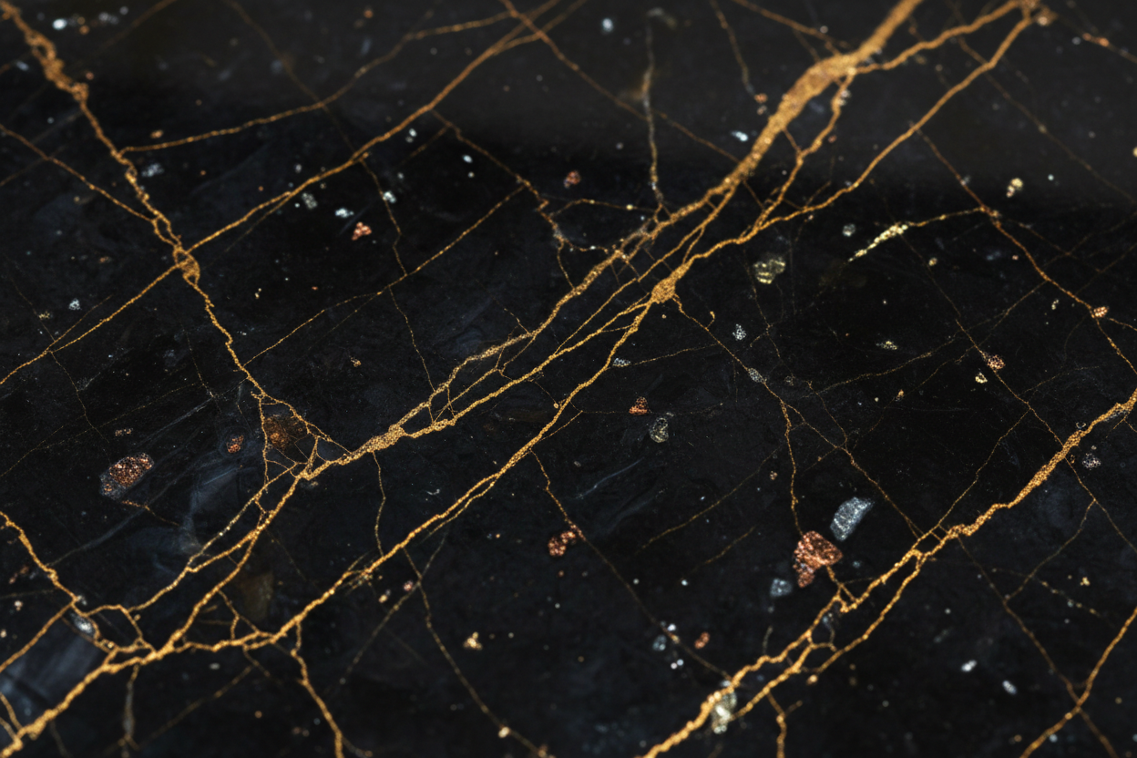 섬세한 금빛 줄무늬가 있는 고급스러운 검은색 대리석 질감, 세련된 아이폰 배경화면입니다.