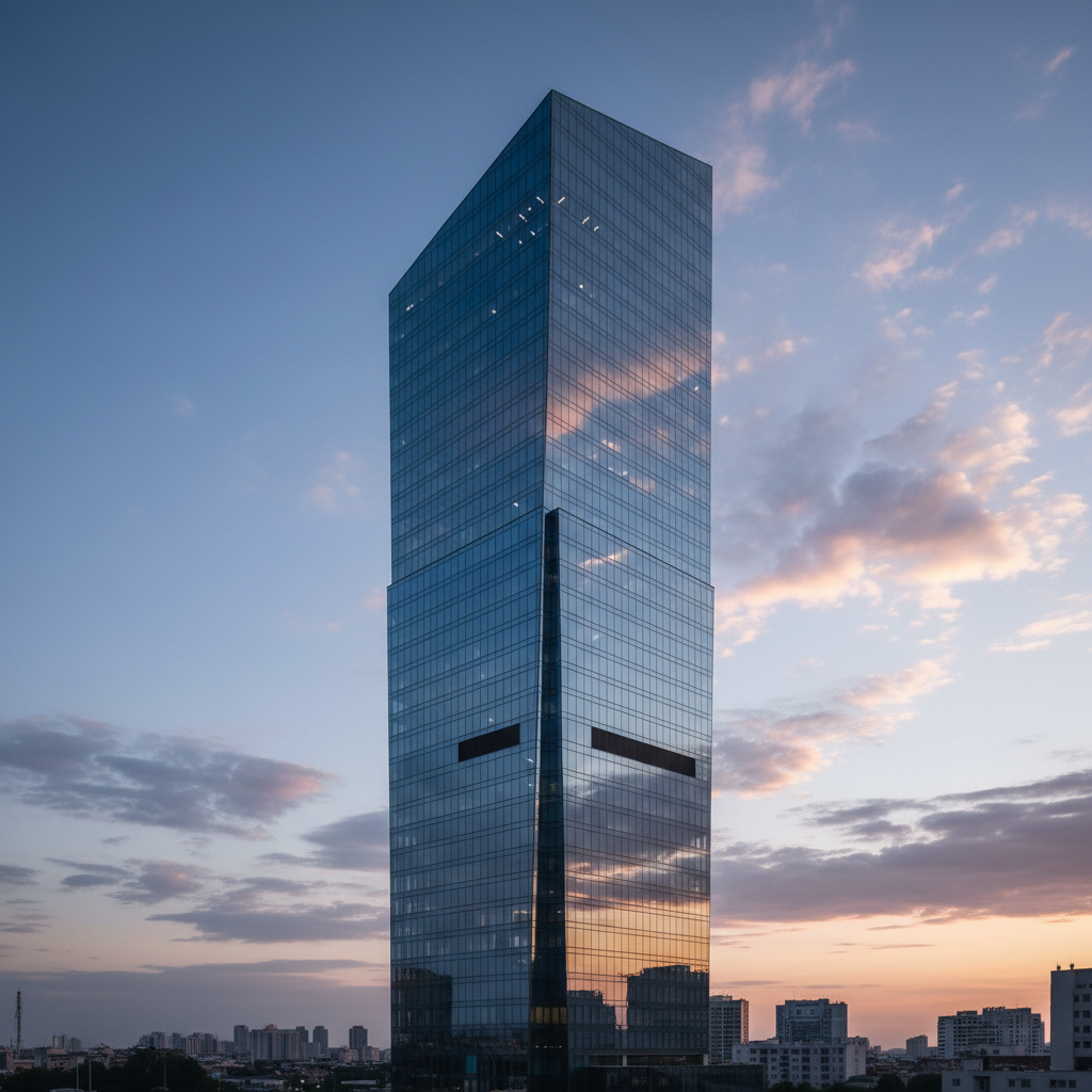 유리 건물에 비친 하늘의 모습, 미니멀하고 세련된 도시 건축 아이폰 배경화면입니다.