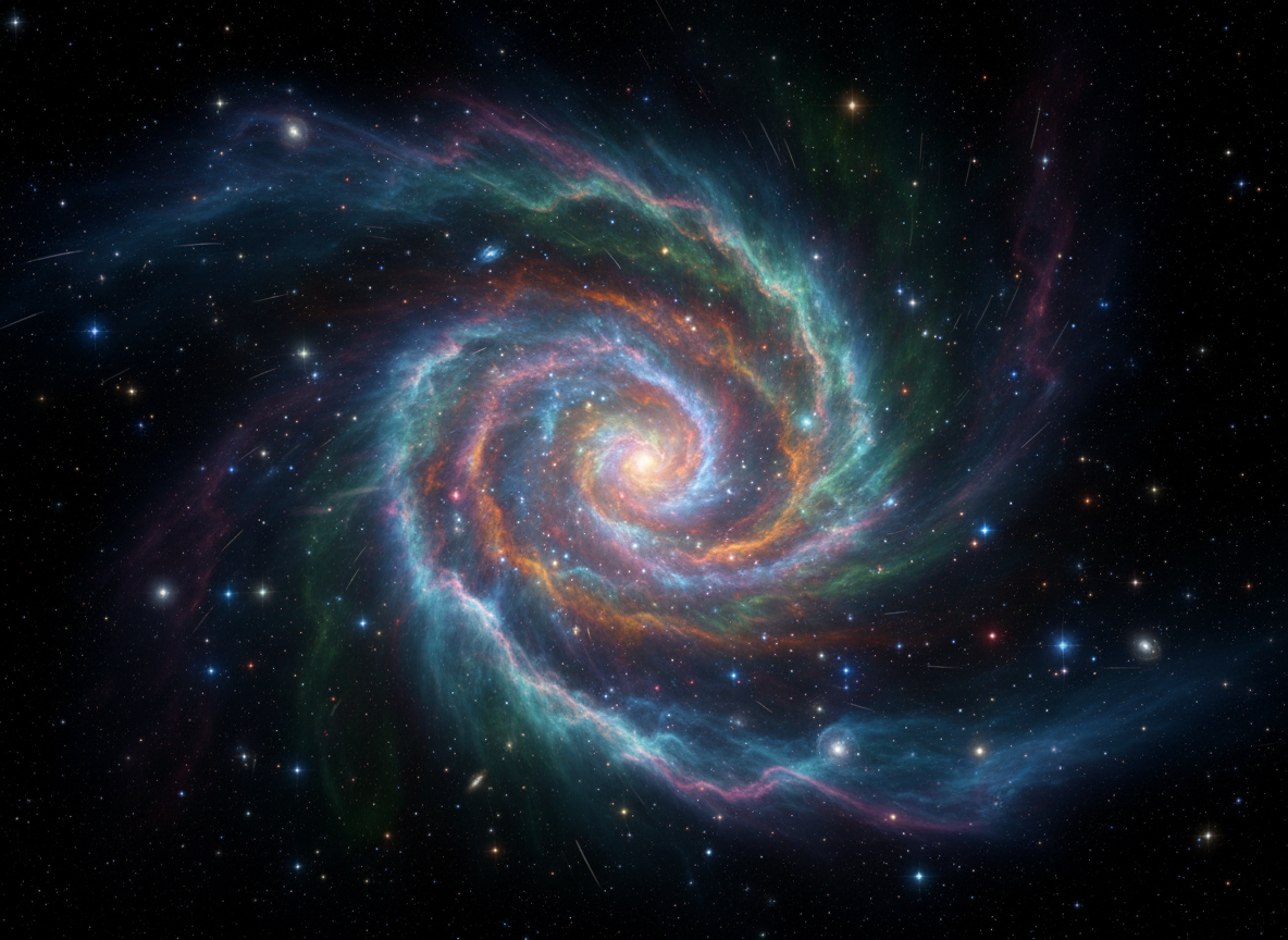 소용돌이치는 우주 먼지와 빛나는 별들로 가득한 생생한 성운의 깊은 우주 아이폰 배경화면.