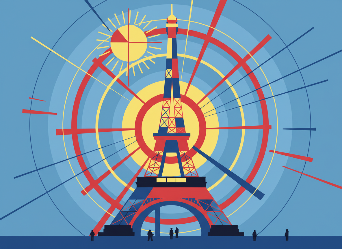 추상적이고 기하학적인 에펠탑 예술.