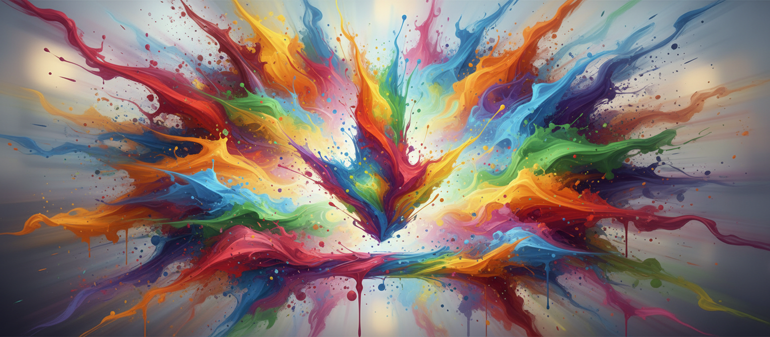 다운로드 기호를 형성하는 생생한 페인트 얼룩 추상 일러스트.