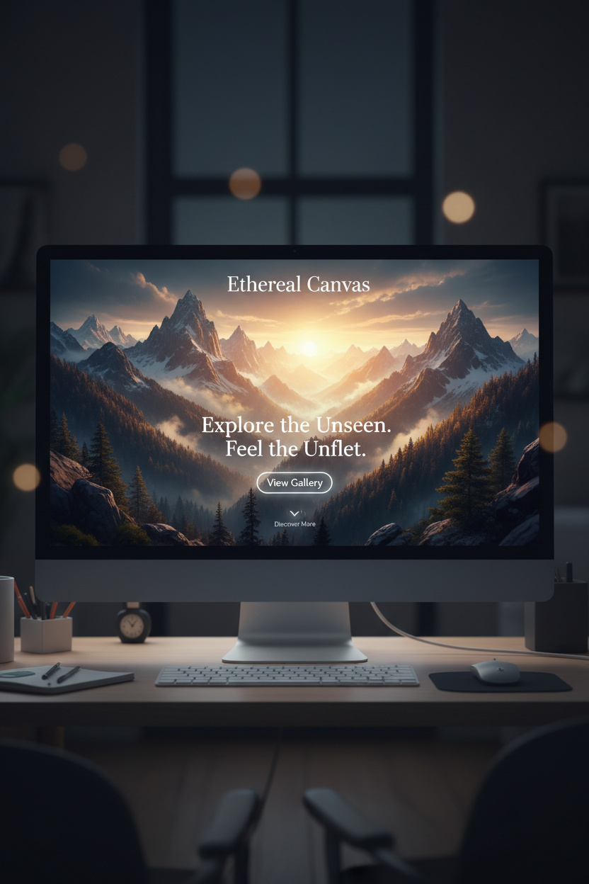 초현실적인 디지털 페인팅을 보여주는 고화질 일러스트 웹사이트.