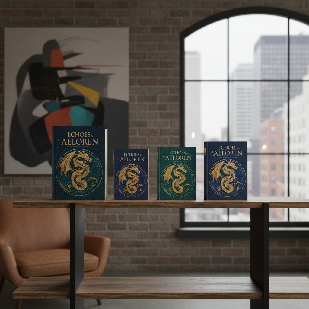 다양한 크기의 책 3권이 현대적인 책꽂이에 정돈된 책 시리즈 목업, 도시 로프트 스타일