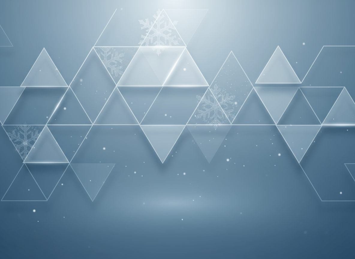 깔끔한 선, 기하학적 형태, 눈꽃 모티프가 있는 현대적인 크리스마스 배경.