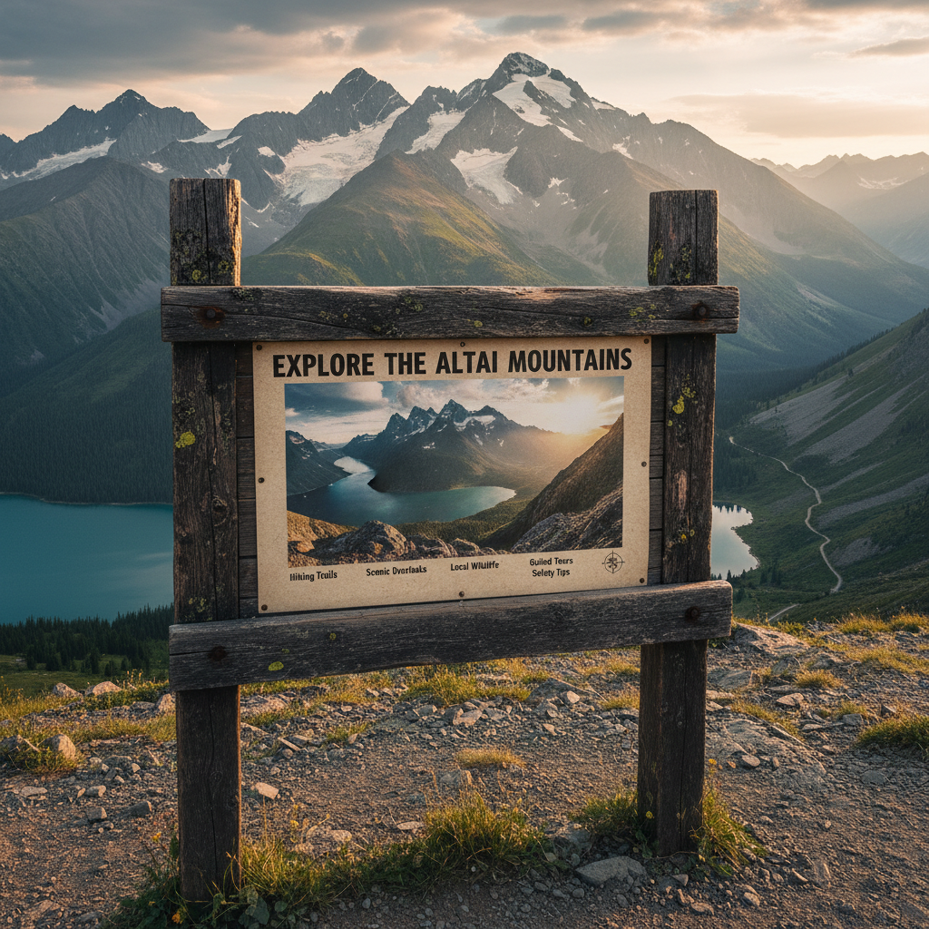 풍경이 멋진 전망대의 산악 풍경 관광 정보 포스터 목업.
