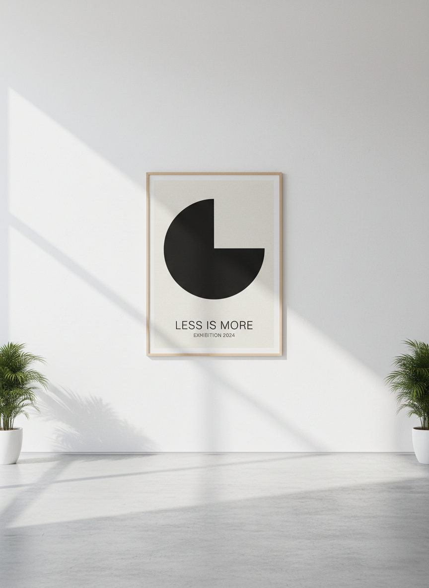 현대 미술관의 깨끗하고 미니멀리스트 포스터 목업.
