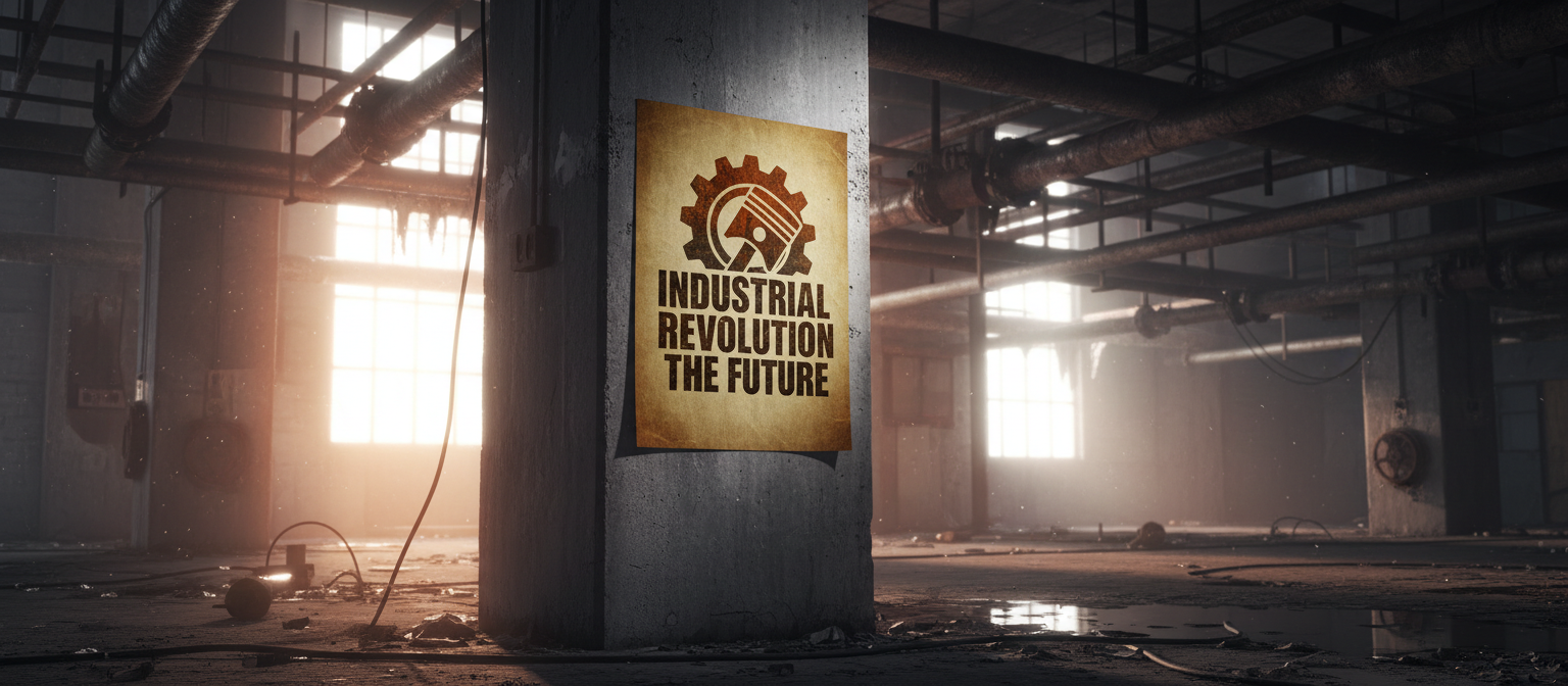 노출된 파이프와 콘크리트 기둥의 산업적 포스터 목업.