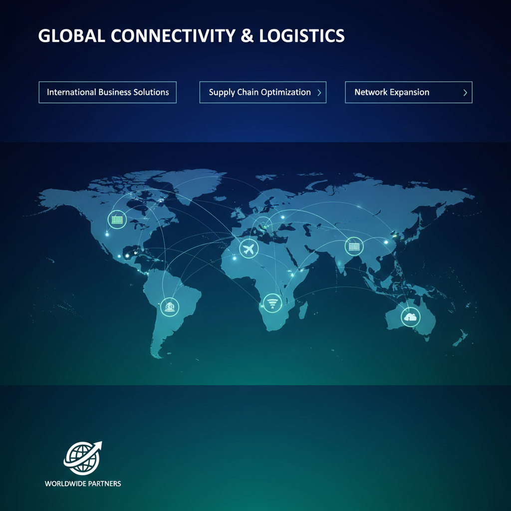세계 지도 그래픽, 연결된 점, 짙은 파란색과 녹색 팔레트가 있는 전 세계 테마 PPT 템플릿.