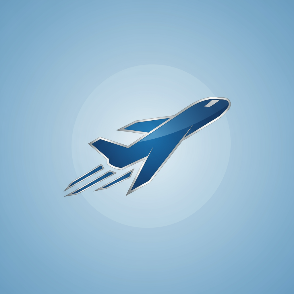 매끄럽고 추상적인 비행기 픽토그램.