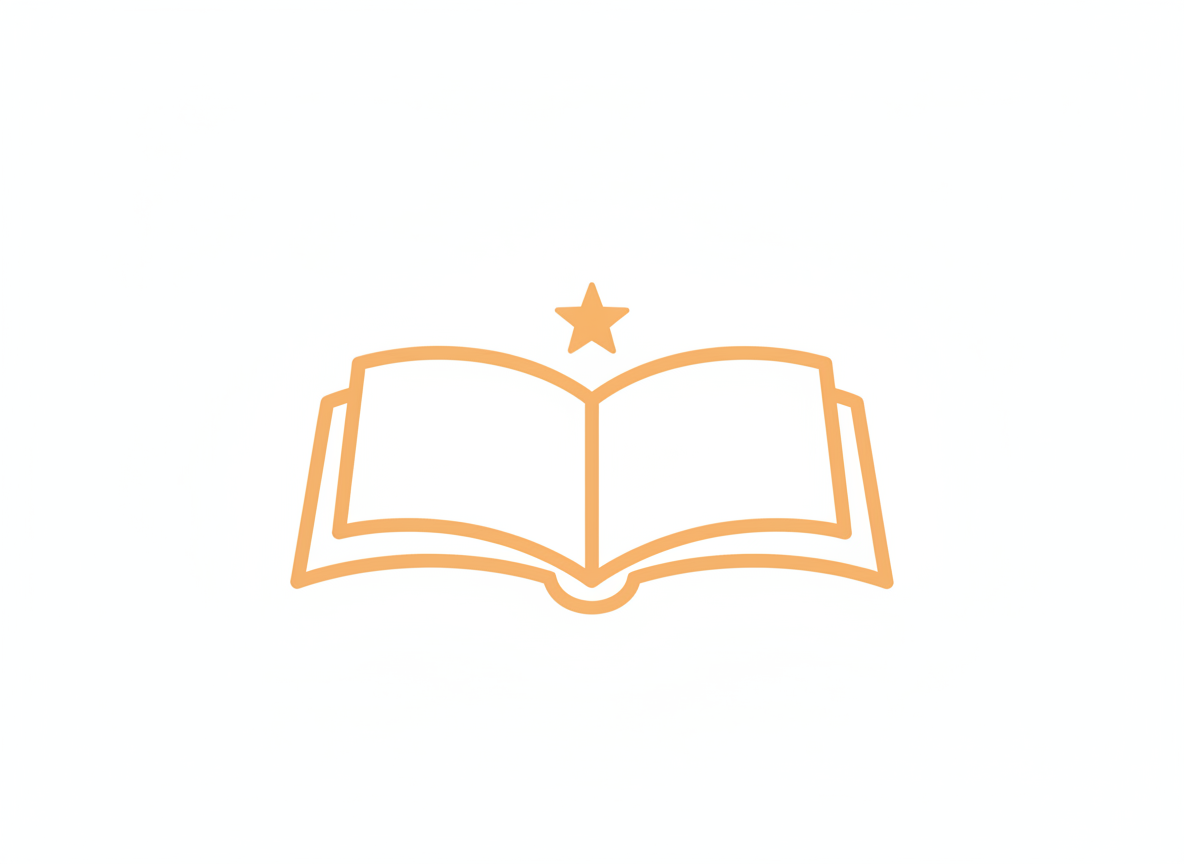 친근한 펼쳐진 책 픽토그램.