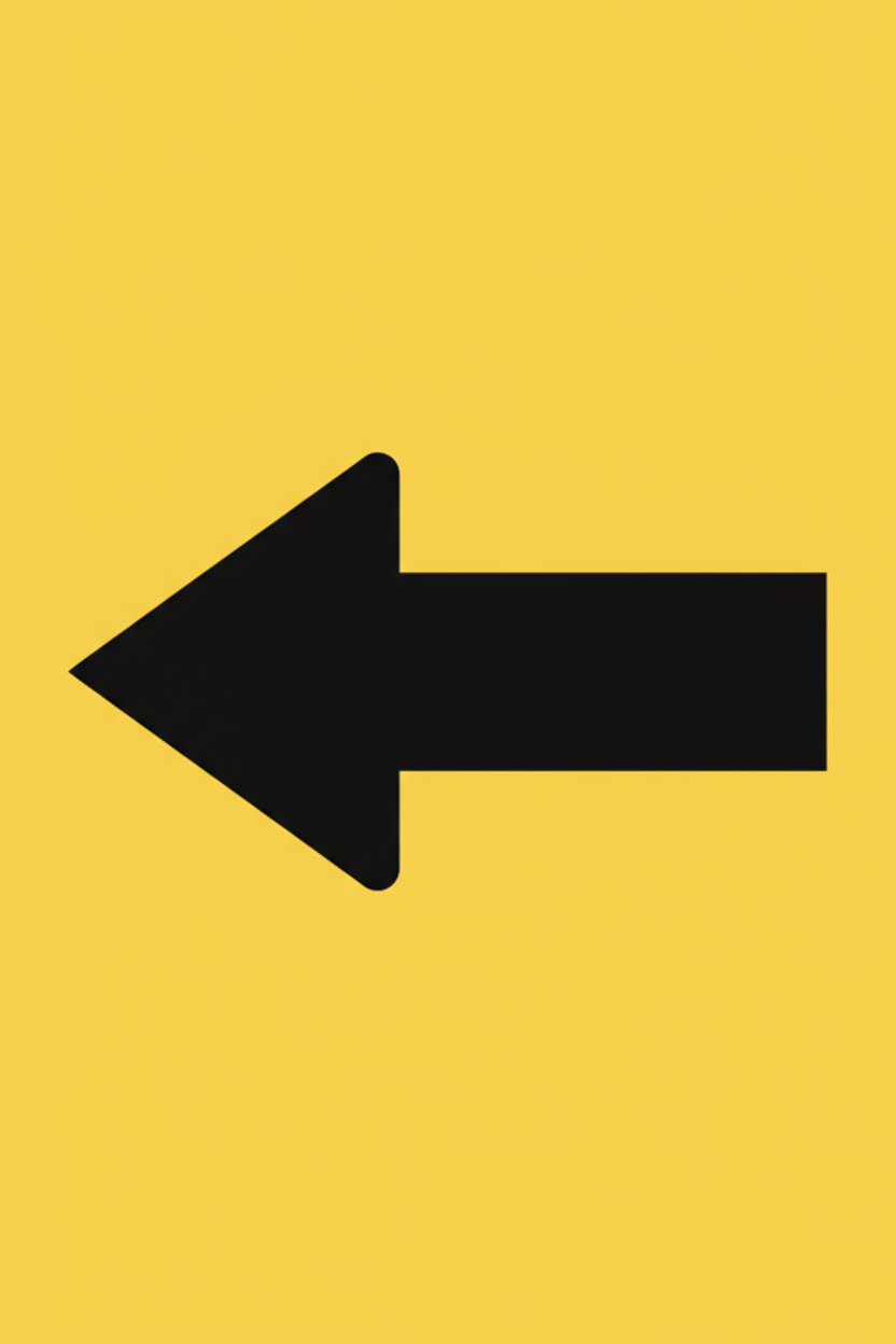 건설 현장 표지판에 적합한 굵고 투박한 오른쪽 방향 화살표 픽토그램.