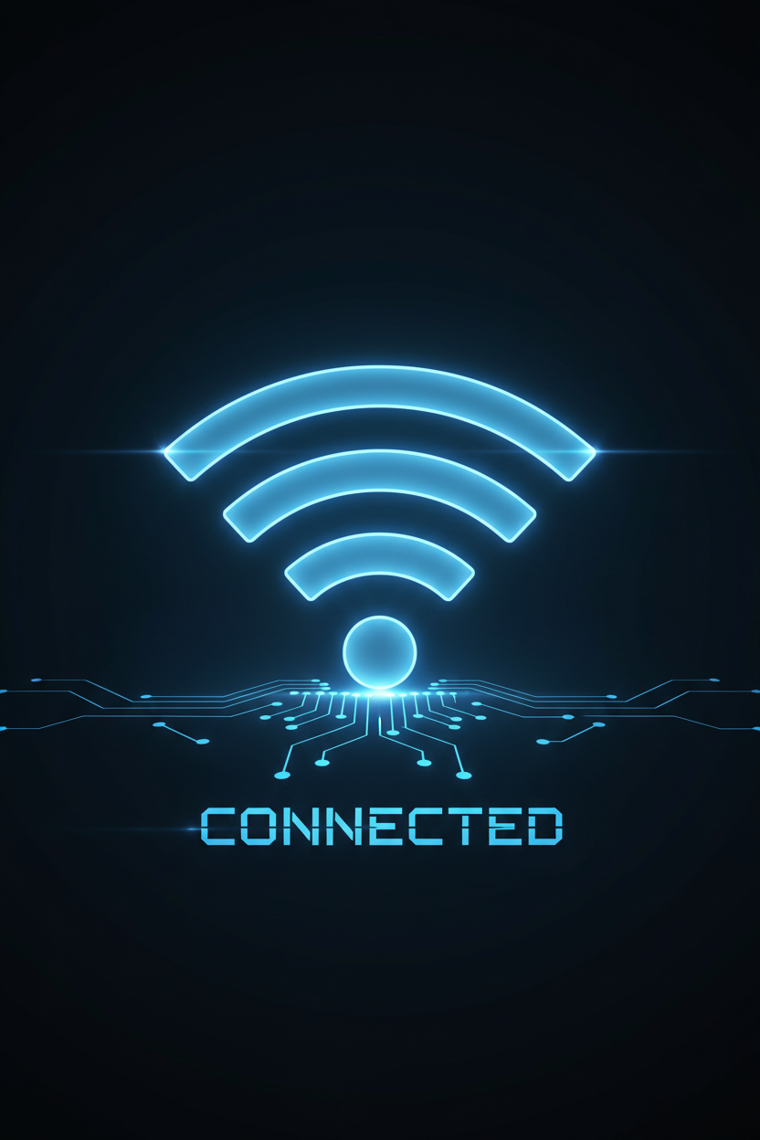 스타일리시한 빛나는 Wi-Fi 신호 픽토그램.