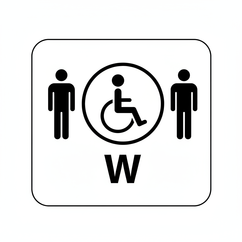 남성과 여성 화장실을 나타내는 미니멀한 흑백 픽토그램.