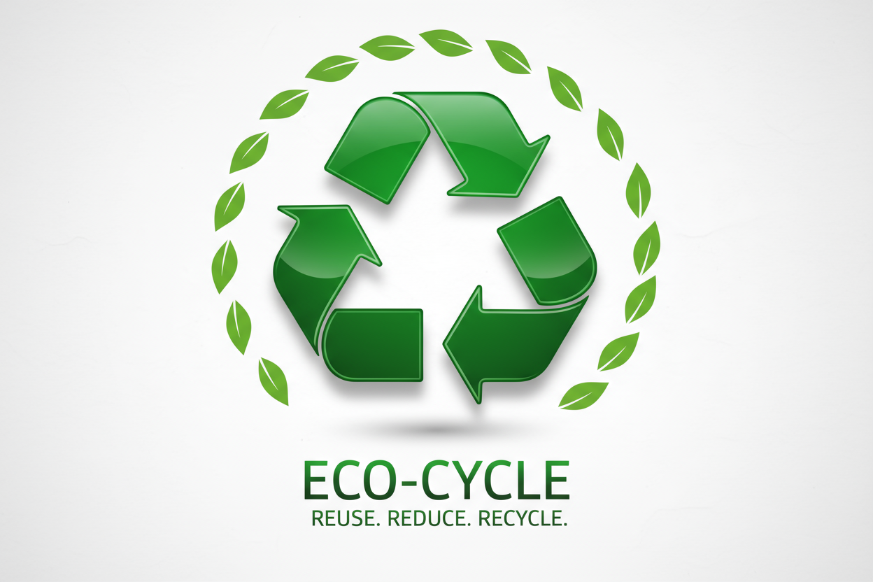 재활용을 상징하는 밝은 녹색 뫼비우스 고리 픽토그램.