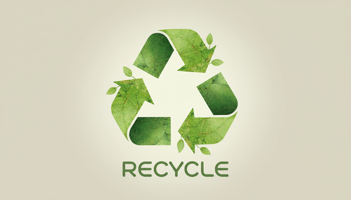 잎사귀 질감으로 친환경적인 재활용 상징 픽토그램.