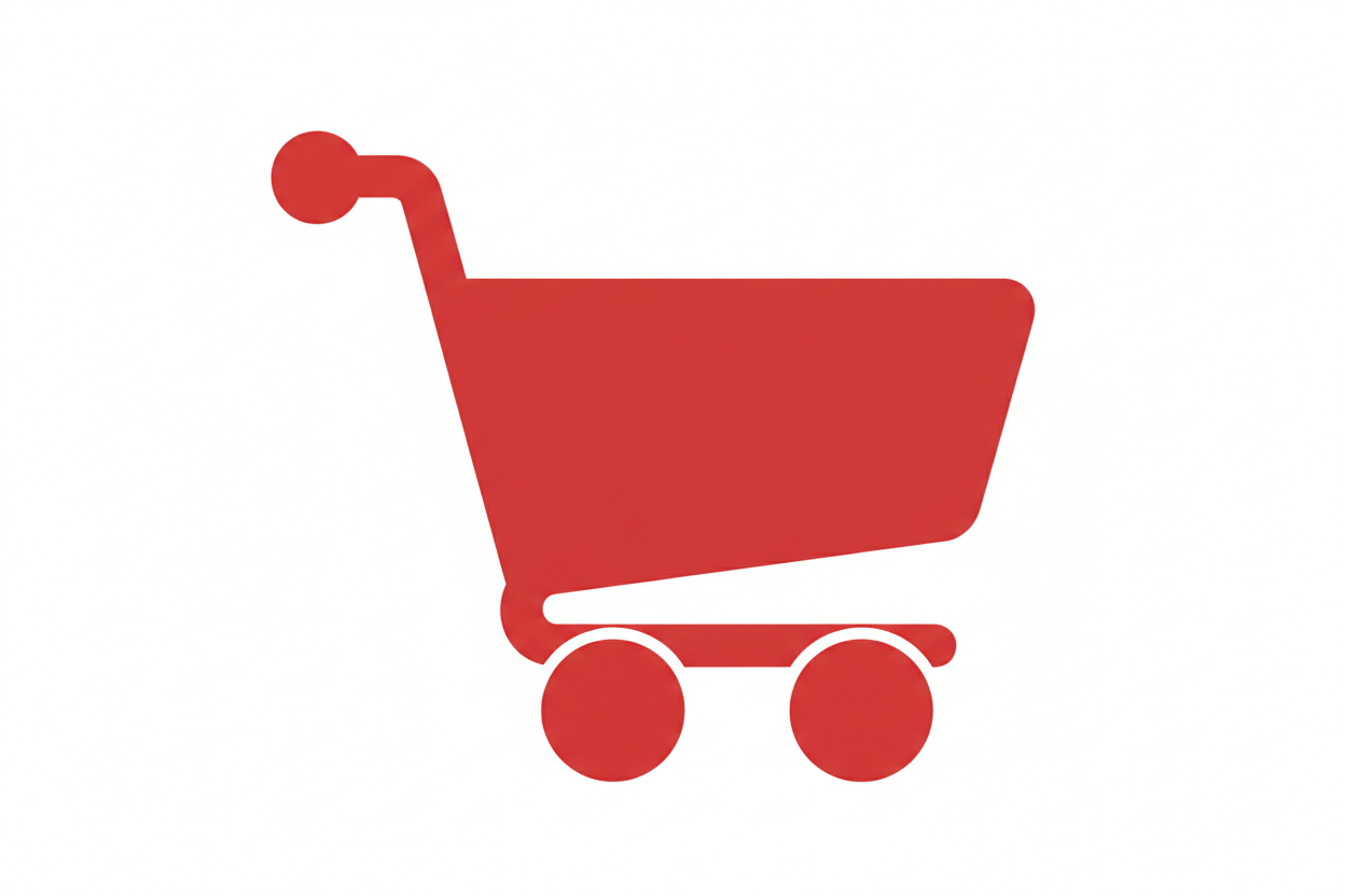 발랄한 단색으로 표현된 장바구니의 재미있고 둥근 픽토그램.