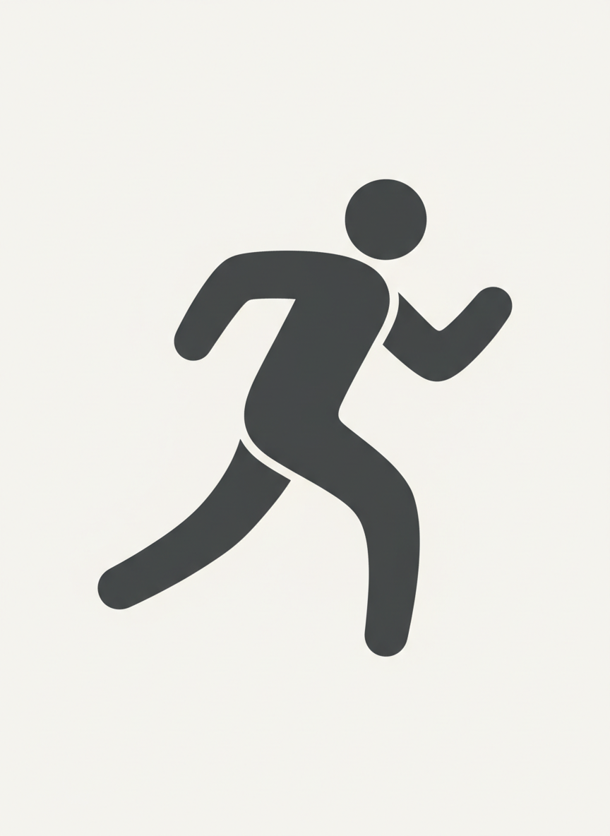 달리는 사람을 표현한 미니멀리스트 픽토그램.