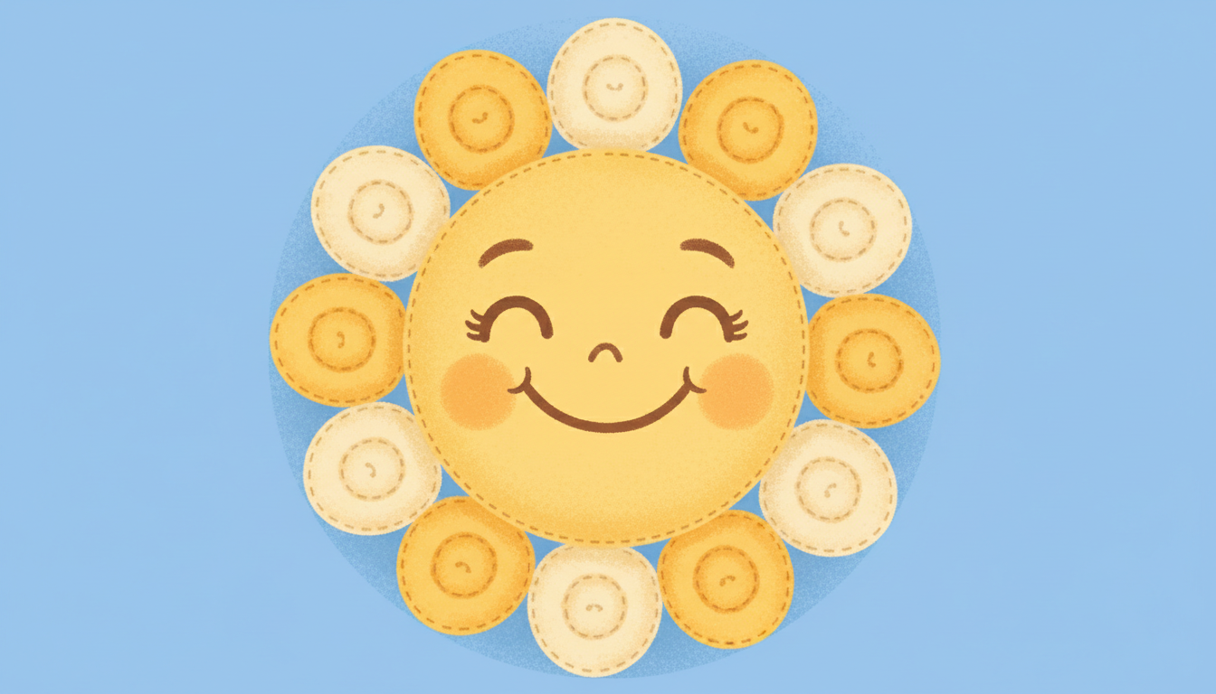 장난기 넘치는 미소 짓는 태양 픽토그램.