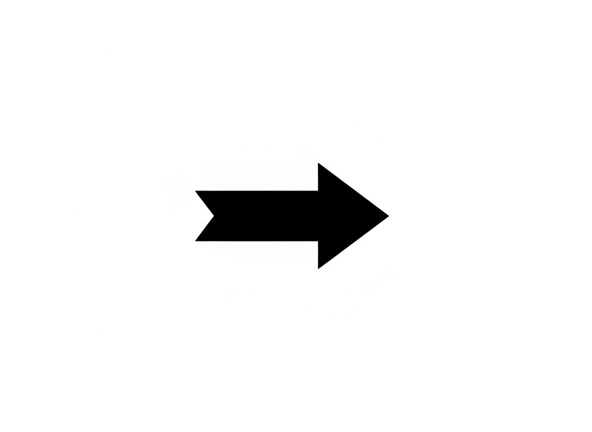 하얀 배경에 오른쪽을 가리키는 미니멀한 검은색 화살표.