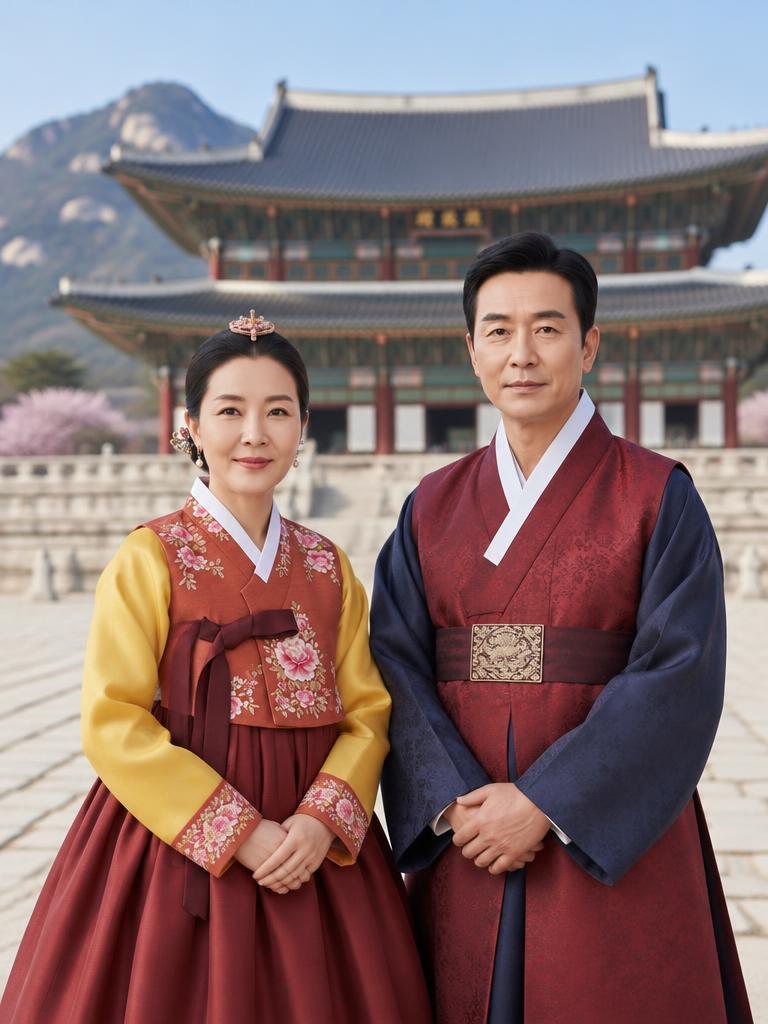 'Seoul Together' 커스텀 필터 예시 — 한복 차림 단체 결과물