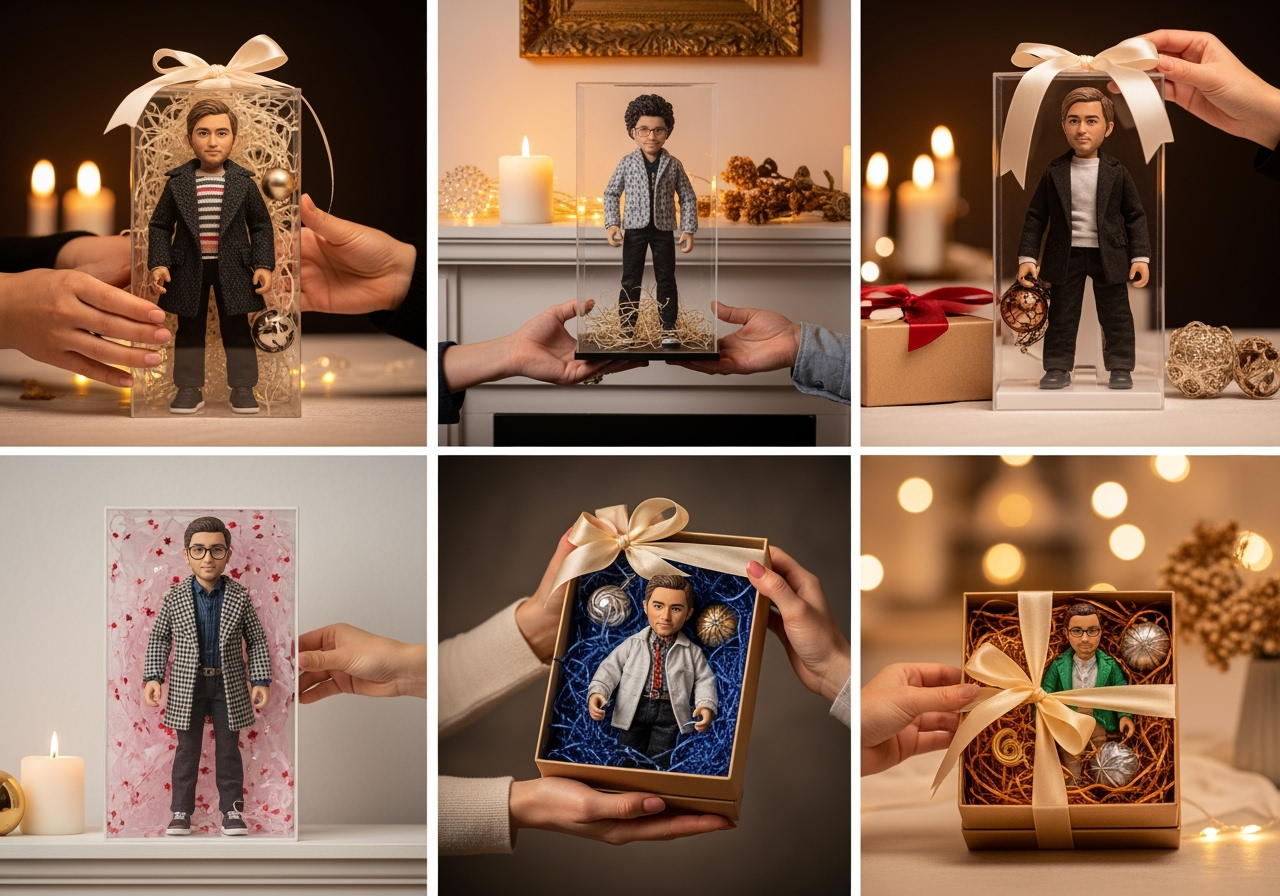 Custom personalized action figure gifts in premium packaging - unique collectible toys made from your photos