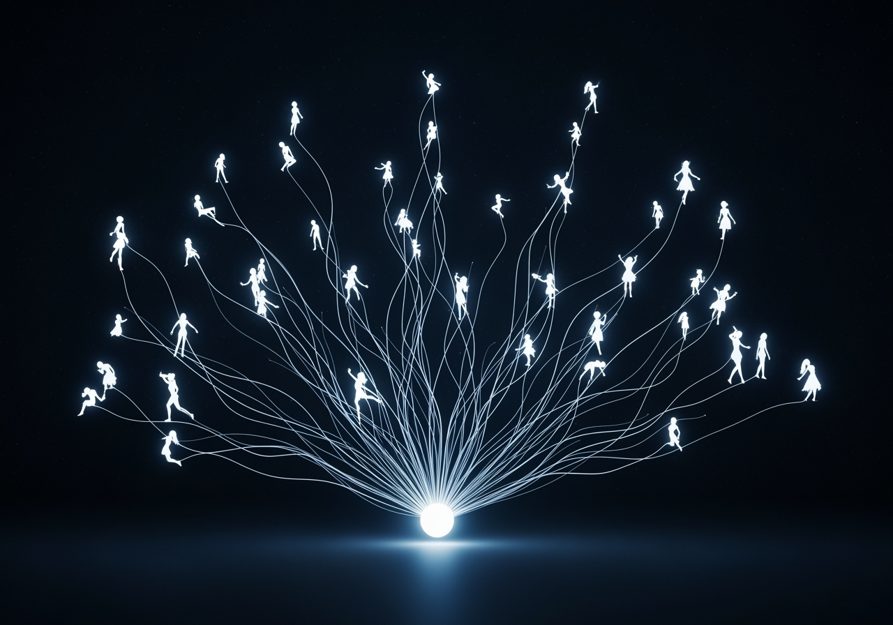 A central orb branching out into infinite character design possibilities.