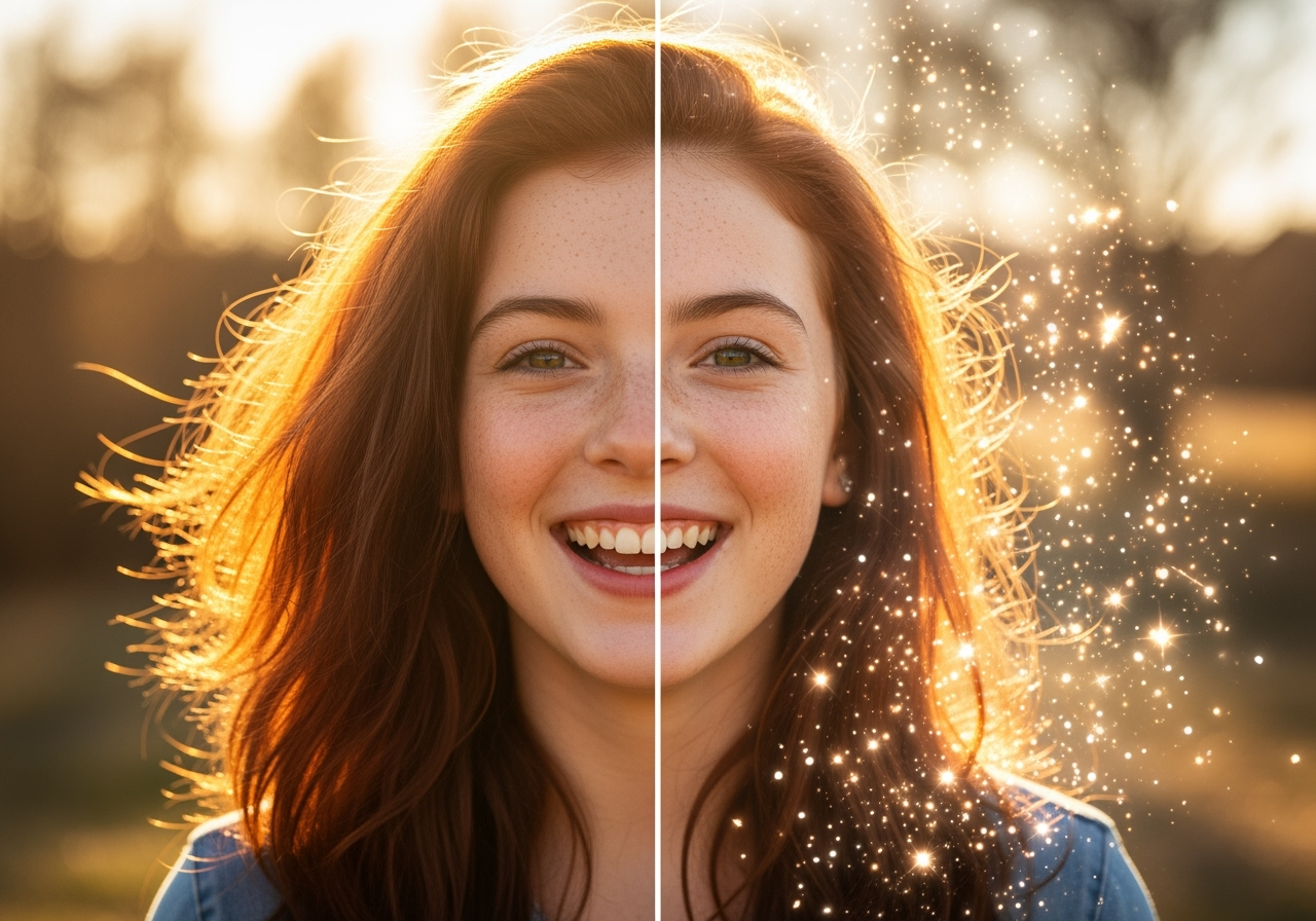 Abstract lines of light turning into a realistic mountain landscape, symbolizing AI text-to-video generation.