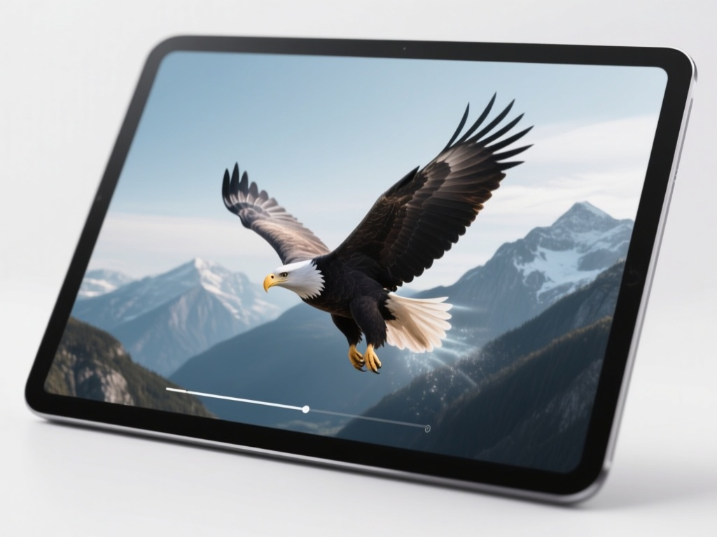 Conceptual image of a text prompt transforming into a photorealistic video scene emerging from a tablet screen, symbolizing AI video generation.