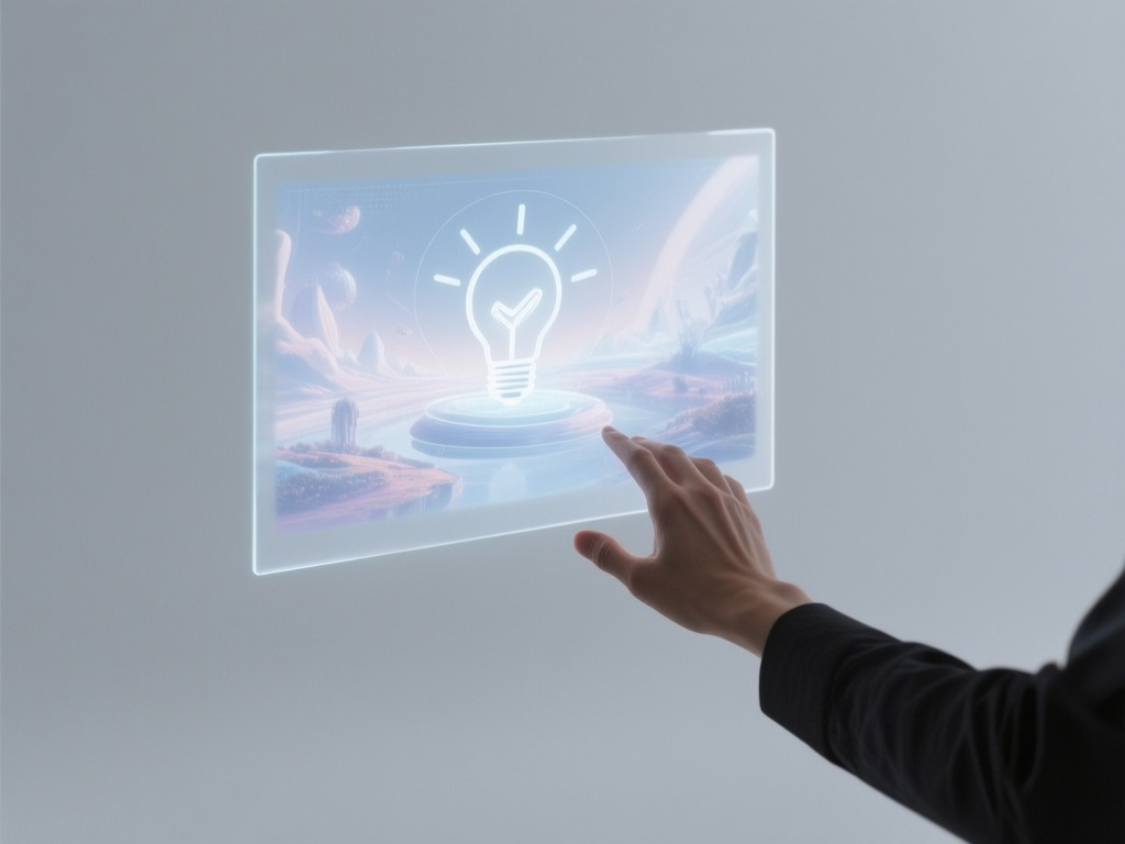 A hand reaching for a screen showing a fantasy world, symbolizing AI unlocking creative potential.