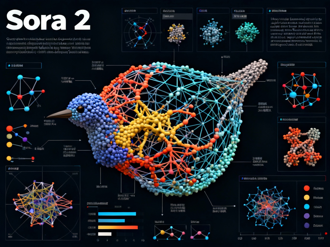 Sora 2 scientific visualization generating complex data diagrams with mathematical precision. Molecular structures, neural networks, and technical clarity showcasing Sora 2's educational and technical image generation excellence.