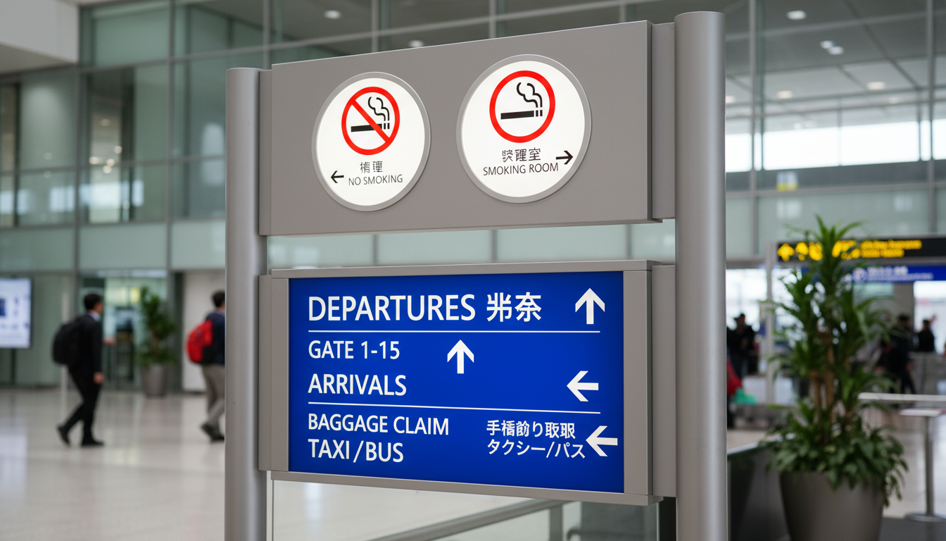 간사이공항 흡연구역 안내 표지판
