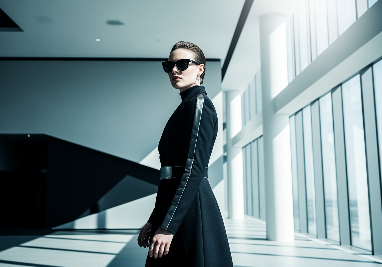 퍼스널 브랜딩 콘텐츠를 위해 AI로 제작된 고급 에디토리얼 패션 포트레이트